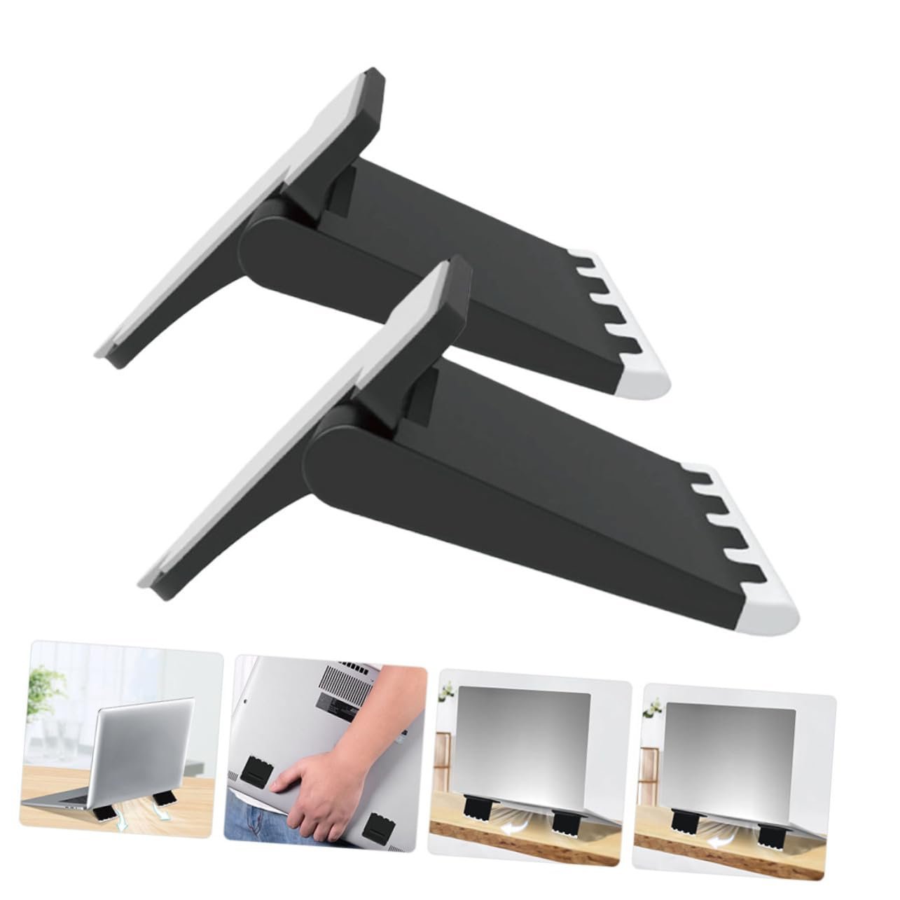 Подставка для ноутбука Kisangel, регулируемая по высоте, нескользящая подставка для ноутбука, эргономичная, портативная для стола и кровати со стабильным рассеиванием тепла, 2 шт. в упаковке, фото №4 Подставка для ноутбука Kisangel, регулируемая по высоте, нескользящая подставка для ноутбука, эргономичная, портативная для стола и кровати со стабильным рассеиванием тепла, 2 шт. в упаковке, фото №4