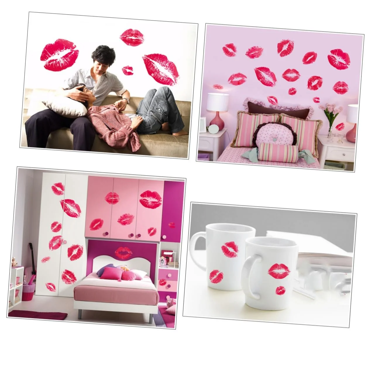 Настенная наклейка UPKOCH Губы 2 штуки Розовый Красный, фото №4