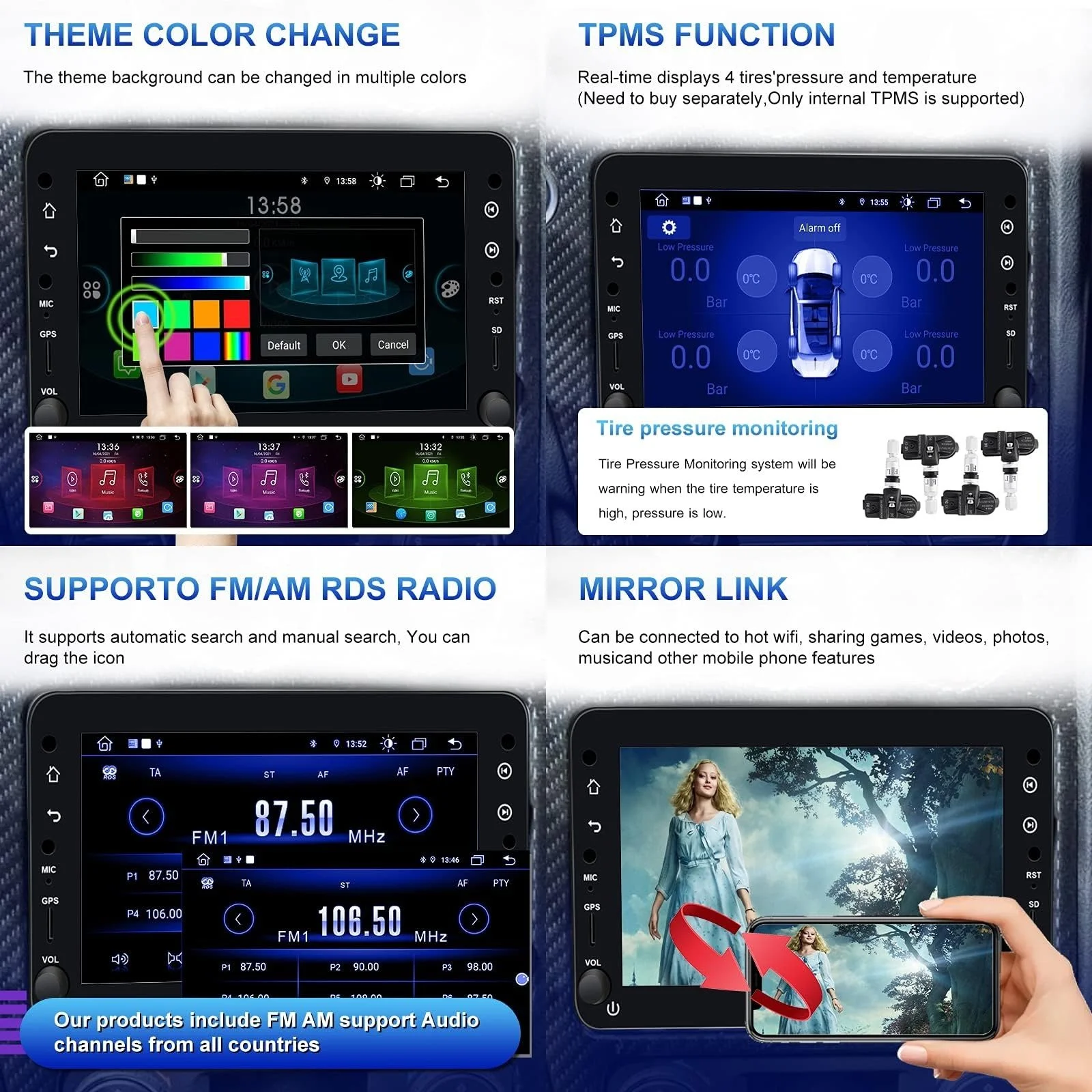 Автомагнітола Ponskoy Car Radio for Alfa Romeo 159 Spider Brera Sportwagon / 7'' / USB / WI-FI / Bluetooth / GPS / Android11 / Black, фото №6