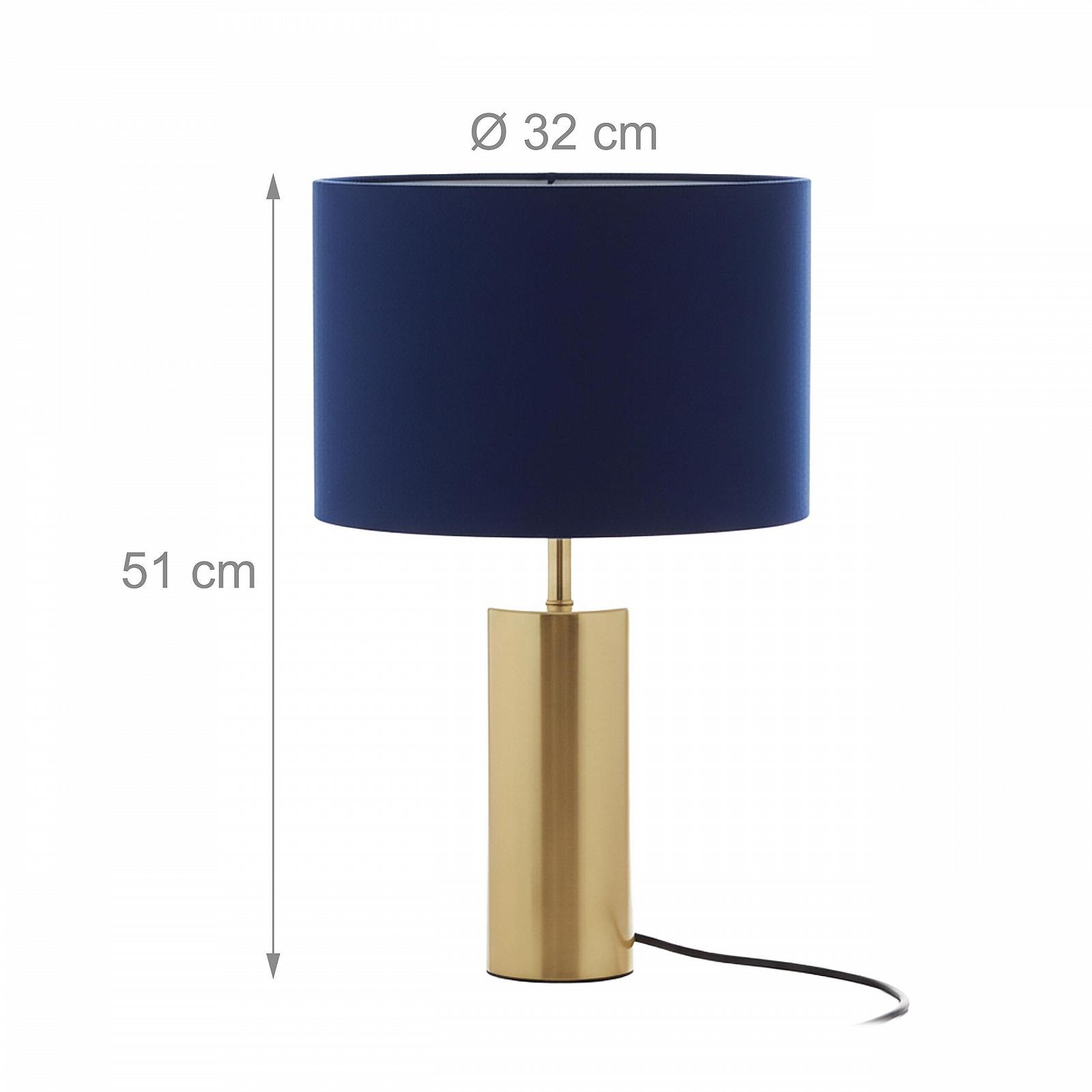 Настільна лампа Relaxdays з оксамитовим абажуром та металевою основою E27 51 x 32 см Темно-синій/Золотистий, фото №4