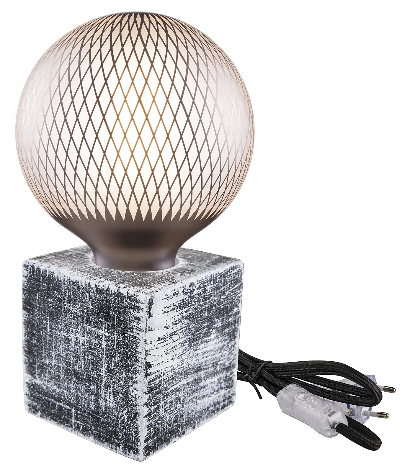 Настільна лампа greenandco Concrete бетонна E27 з вимикачем та вилкою 10 x 10 см чорна, фото №7