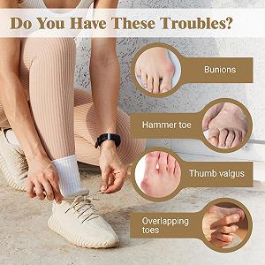 Пов'язка для корекції Hallux Valgus і 2 роздільники для пальців ніг Hallux Valgus, колір шкіри synthetic.ua - Фото 1