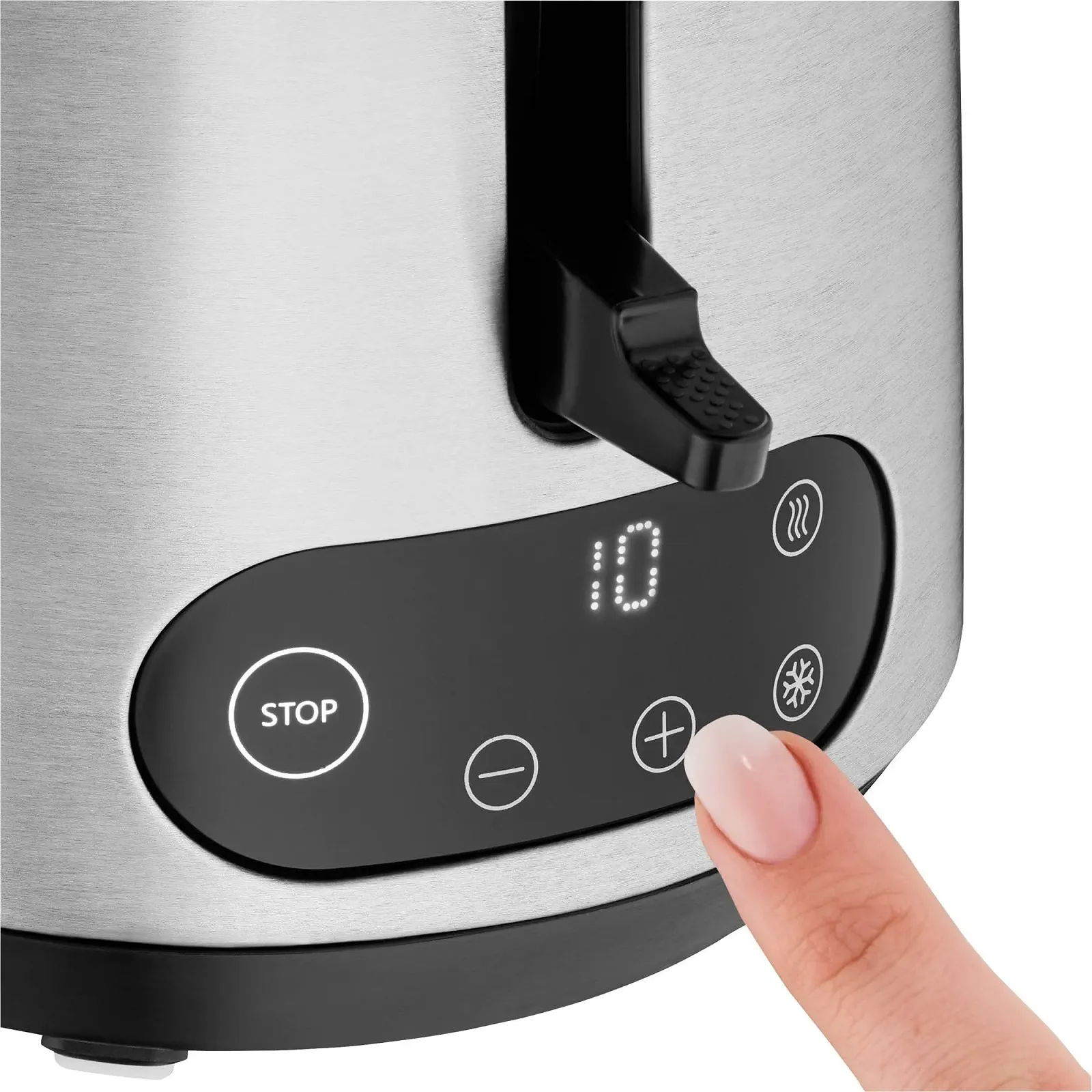 Тостер WMF Kineo Подвійний слот Нержавіюча сталь з насадкою для булочок, 2 скибочки, 10 рівнів підсмажування, 980 Вт, Матова нержавіюча сталь, фото №8