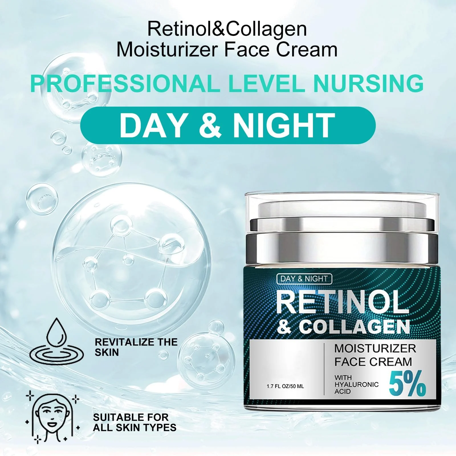 Зволожувальний крем для обличчя Retinol Anti-Ageing денний та нічний з ретинолом для жінок та чоловіків, фото №3 Зволожувальний крем для обличчя Retinol Anti-Ageing денний та нічний з ретинолом для жінок та чоловіків, фото №3