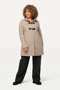 Дафлкот Ulla Popken A-силуэта, Смесь Шерсти, Капюшон, Застежки-Клеванты, Длинный Рукав 825502 synthetic.ua - Фото 1