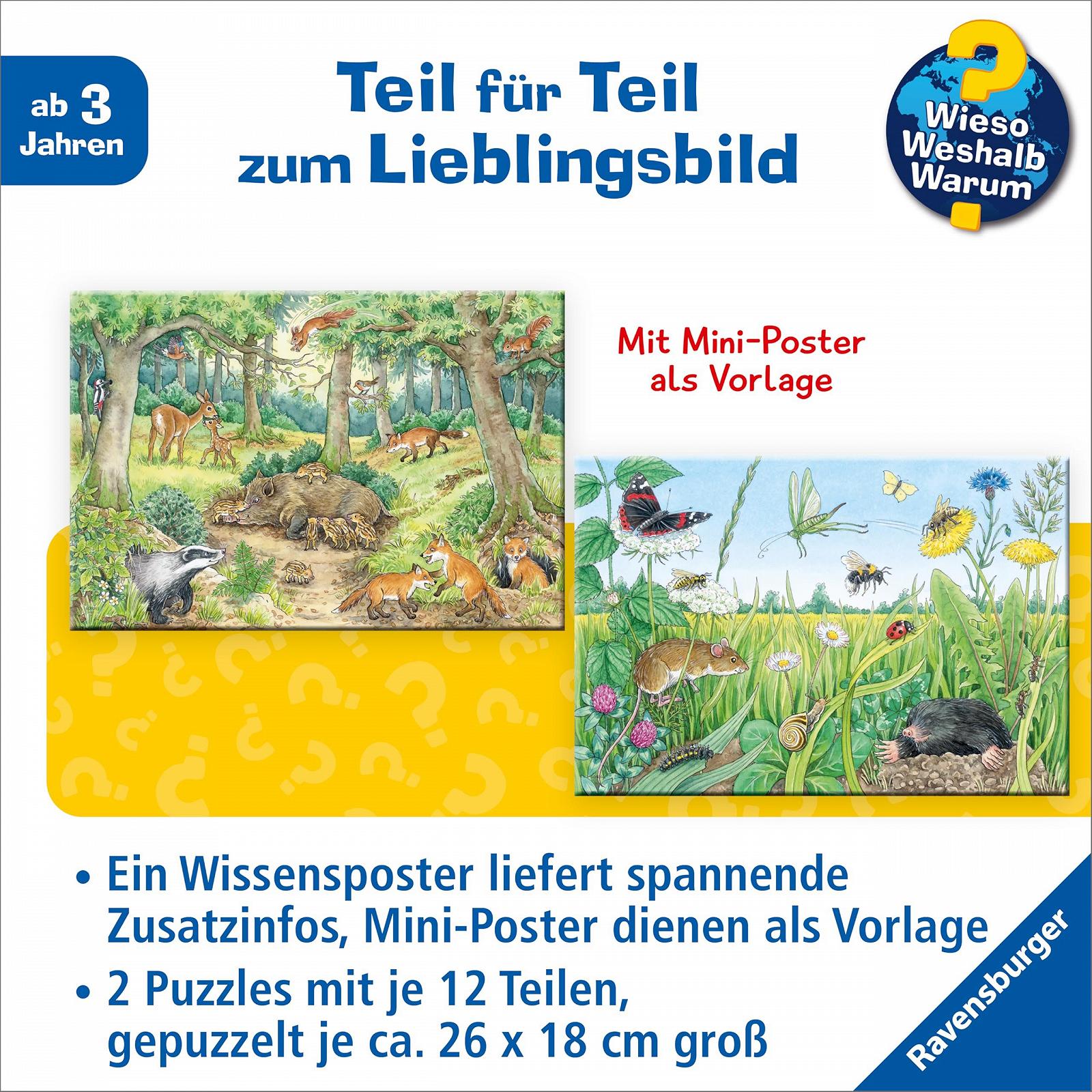 Пазл Ravensburger Why? Why? Why? 05673 Животные в лесу и на лугу 2 x 12 элементов, фото №3 Пазл Ravensburger Why? Why? Why? 05673 Животные в лесу и на лугу 2 x 12 элементов, фото №3