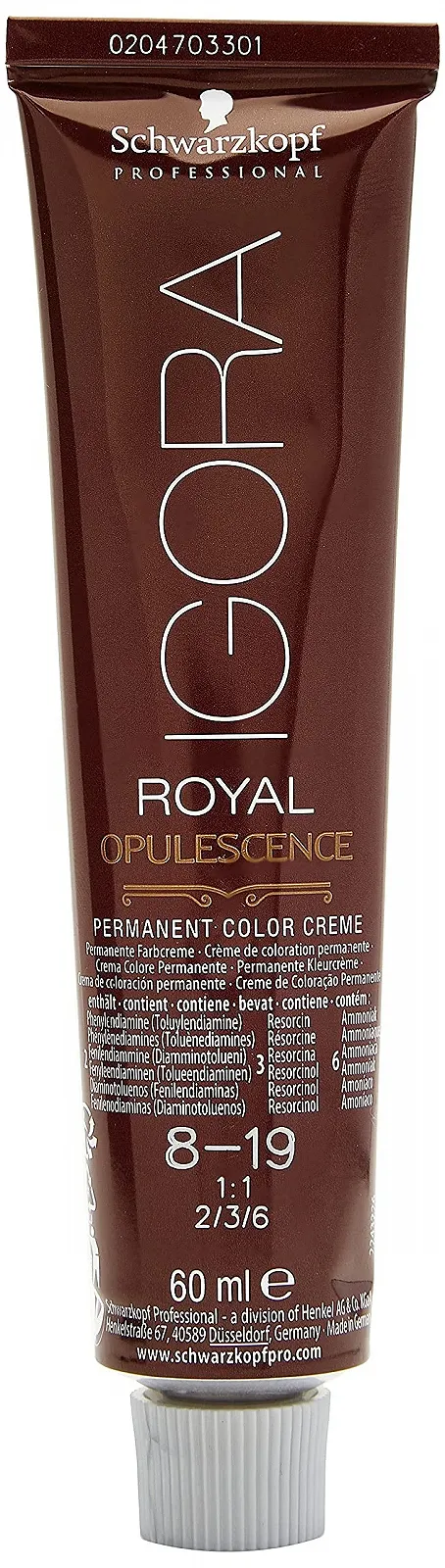 Фарба для волосся Schwarzkopf Igora Royal Opulescence 8-19 Світлий блондин попелясто-фіолетовий, 60 мл, фото №2 Фарба для волосся Schwarzkopf Igora Royal Opulescence 8-19 Світлий блондин попелясто-фіолетовий, 60 мл, фото №2