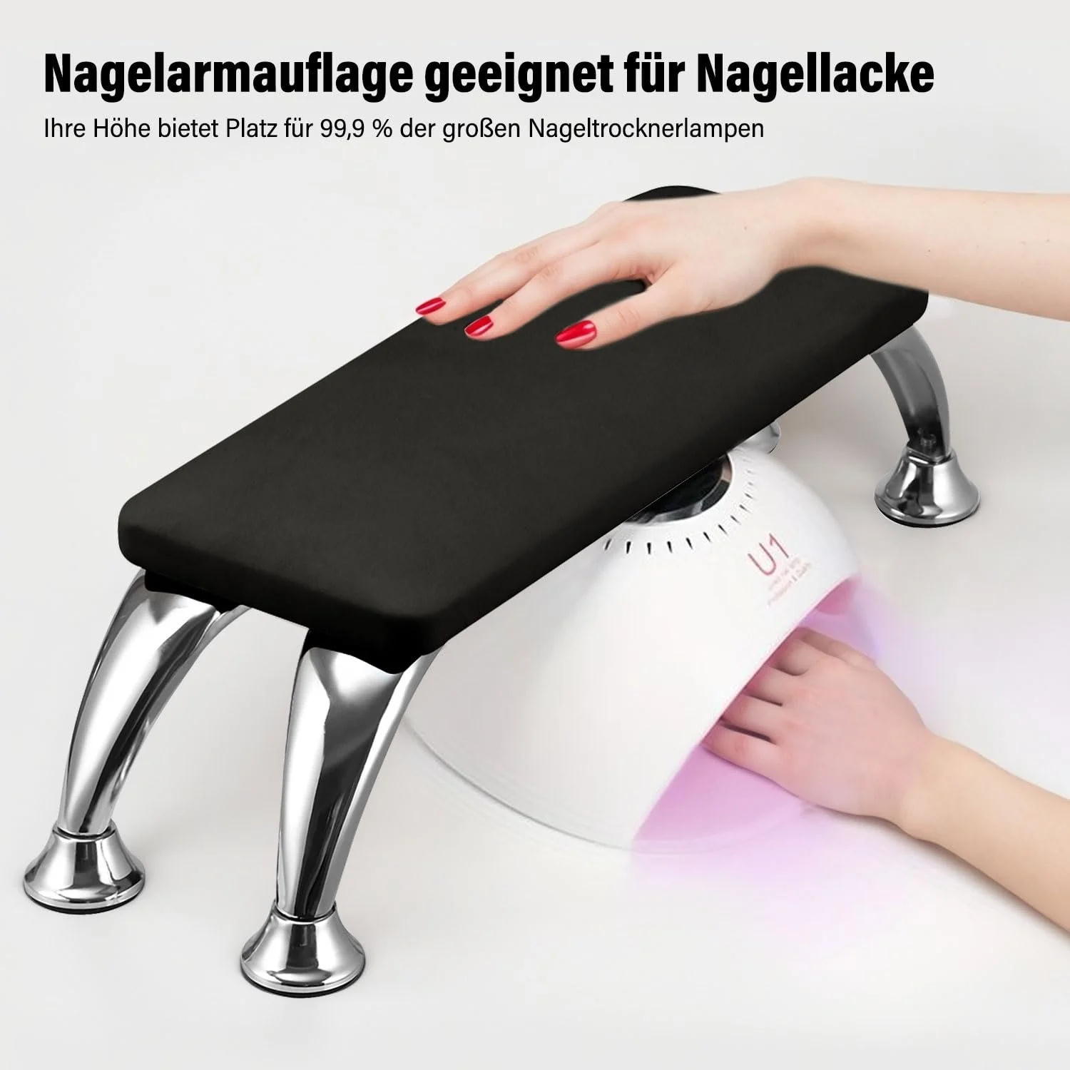 Підставка для рук для манікюру Professional Штучна шкіра з хромованими ніжками Чорний, фото №3