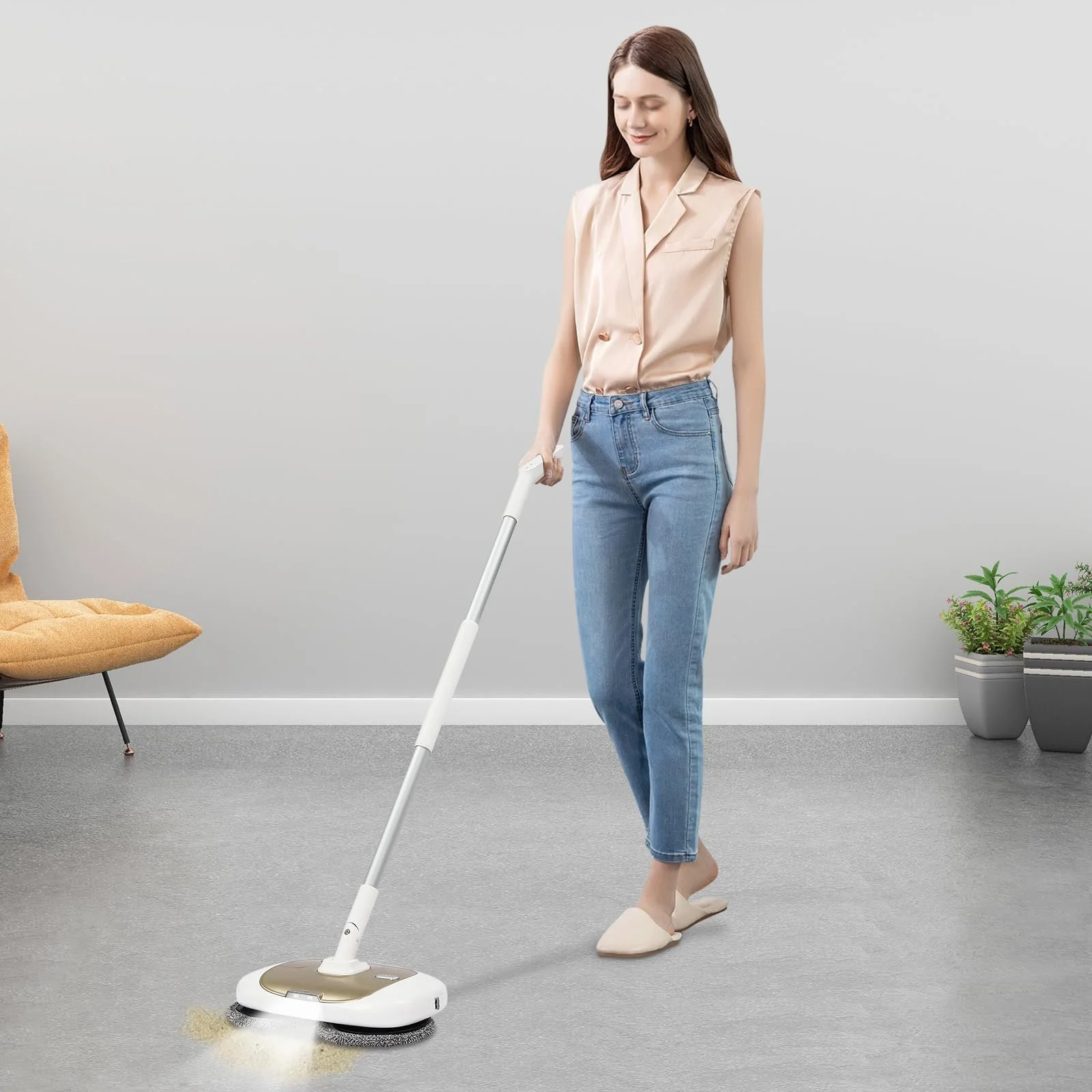 Беспроводная электрическая швабра 40 W 400 ml 2000 mAh Gold, фото №6 Беспроводная электрическая швабра 40 W 400 ml 2000 mAh Gold, фото №6