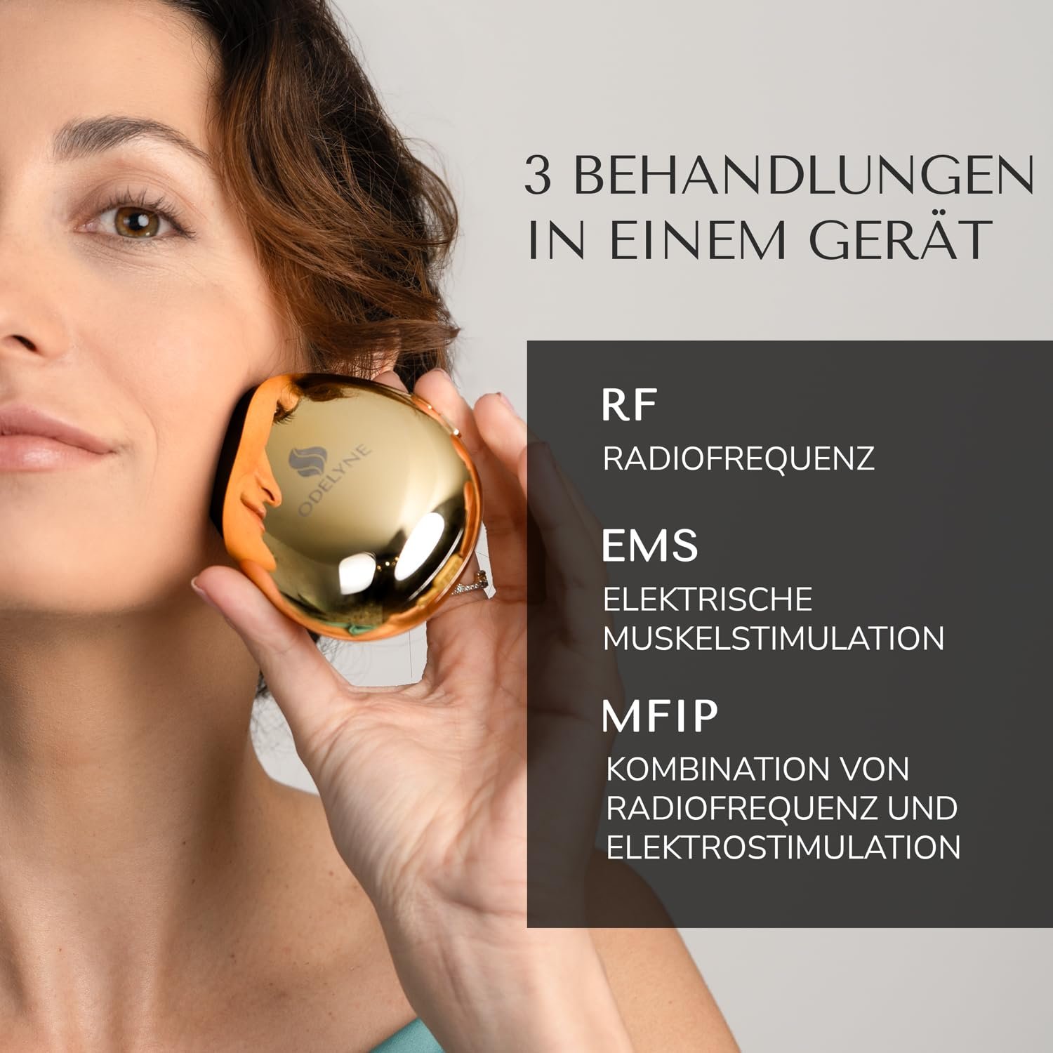 Прибор для лица Radio Frequency Odelyne Illume с 20 RF модулями и микротоковой EMS технологией, режимом штамповки и скольжения, температурным датчиком NTC, глубиной проникновения 3,5 мм, фото №3