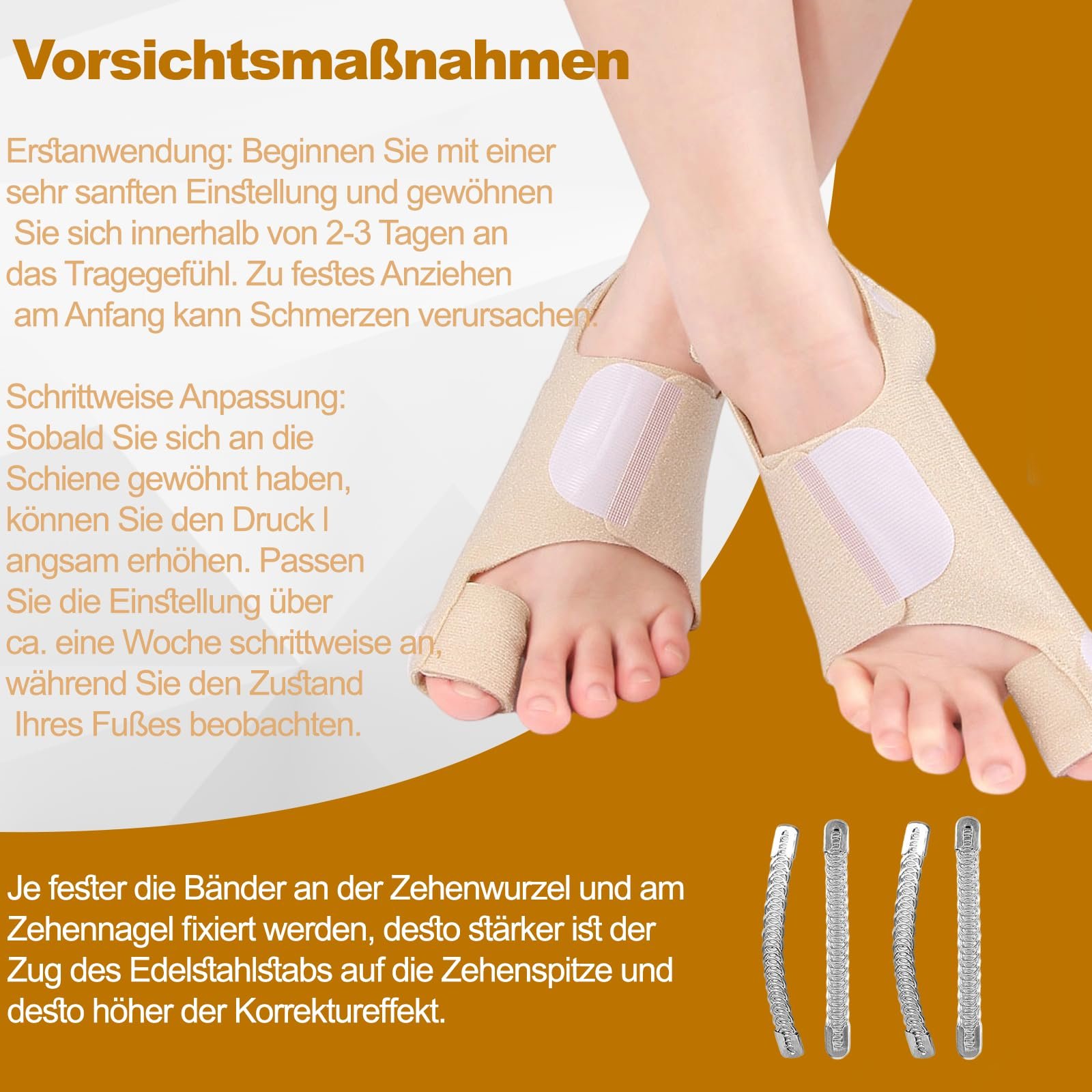 Шина Hallux Valgus Correction 2025 для корекції вальгусної деформації, 4 металеві скоби, денна та нічна, унісекс, розмір 35-42, 2 шт., фото №5