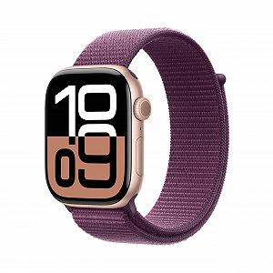 Смарт-часы Apple Series 10 (GPS + Cellular 46 мм) Алюминиевый корпус Розовое золото и спортивный ремешок Сливовый (One Size). Фитнес-трекер, приложение для ЭКГ, постоянно включенный дисплей Retina, CO₂ нейтральный - Фото 1