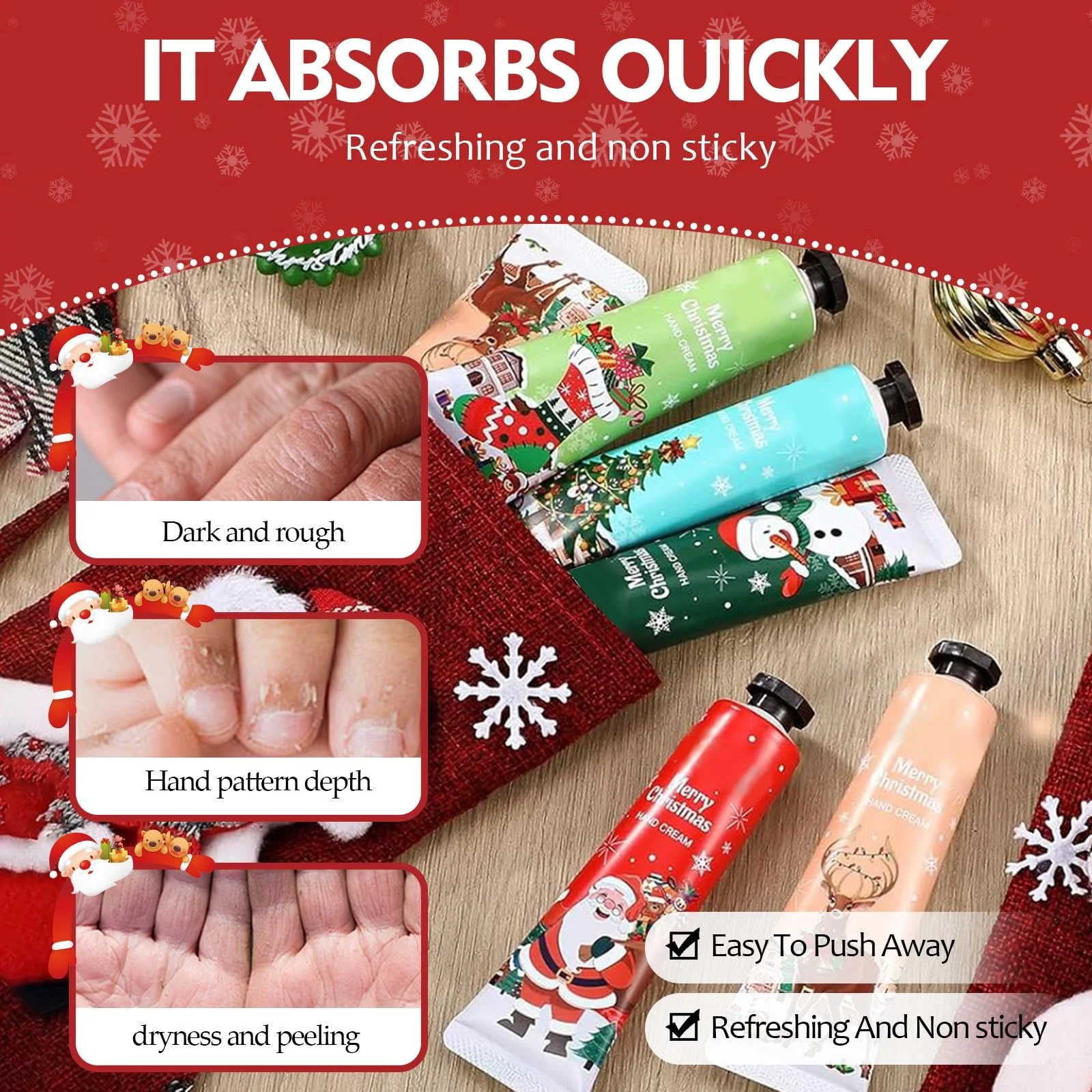 Крем для рук Рождественский набор 10 шт. Увлажняющий, фото №4