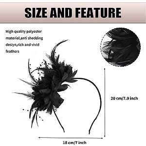 Обруч-федор с бисером и перьями Fascinator для женщин synthetic.ua - Фото 1