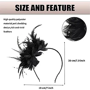 Обруч-федор с бисером и перьями Fascinator для женщин synthetic.ua - Фото 1