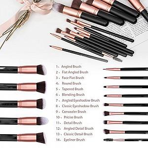 Набір кистей для макіяжу Lzeouean Premium Synthetic Foundation Puder Concealer Lidschatten, 14 штук, рожеве золото synthetic.ua - Фото 1