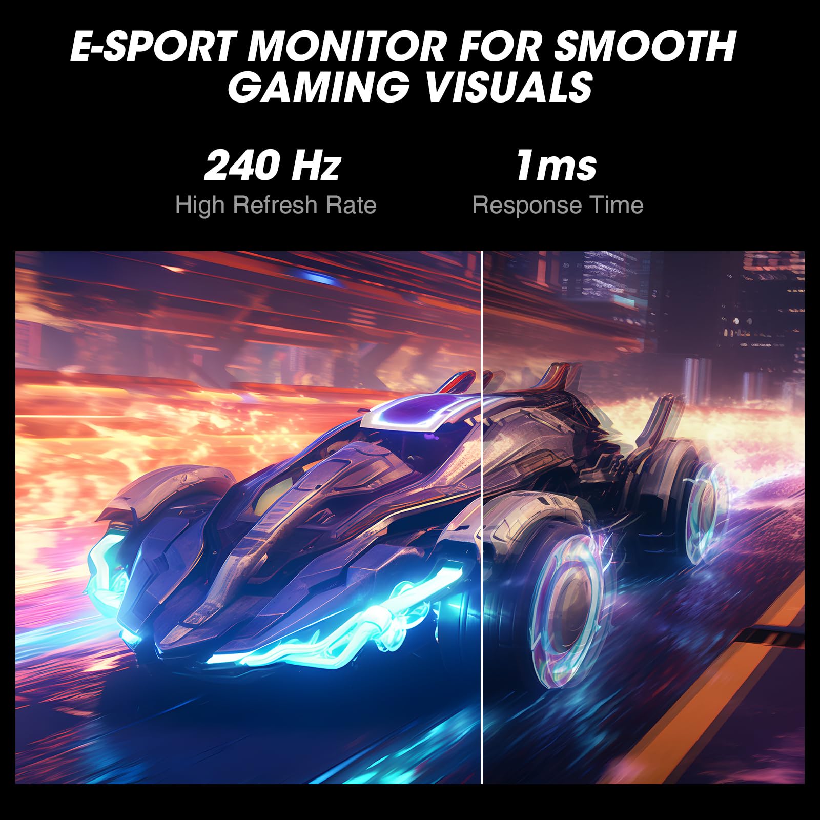 Монитор KOORUI Игровой 27 дюймов 240 Гц, 1 мс, FHD (1920 x 1080) DCI-P3 90% цветового пространства, адаптивная синхронизация, регулируемый наклон, HDMI, DP, черный, фото №3