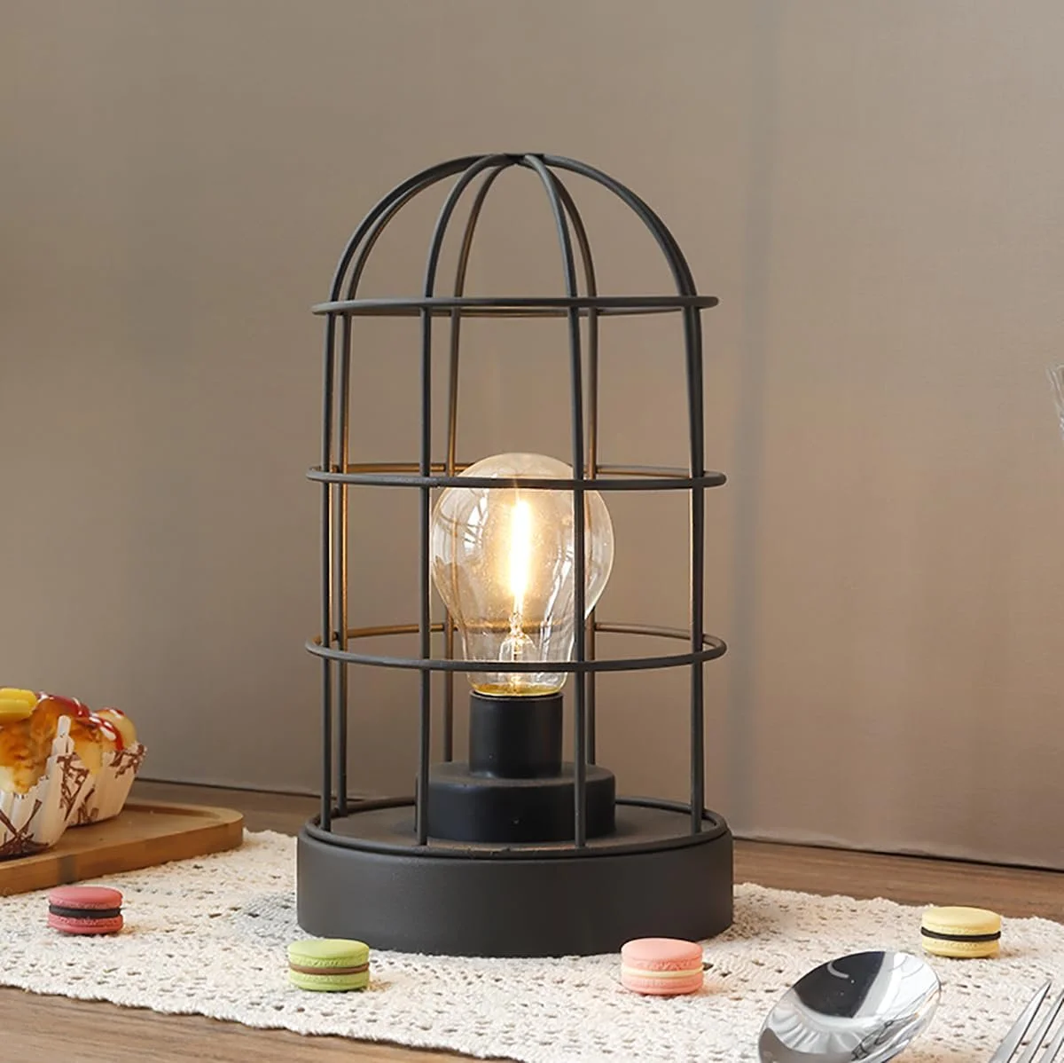 Настільна лампа JHY DESIGN Акумуляторна LED Металевий каркас 25 см Чорна, фото №5