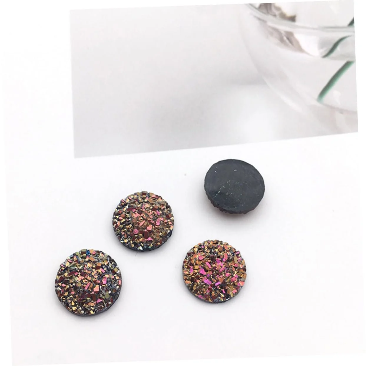 Украшения FRCOLOR, 100 штук, бусины из смолы, круглые кабошоны, искусственные друзы, стеклянные драгоценные камни, фото №3