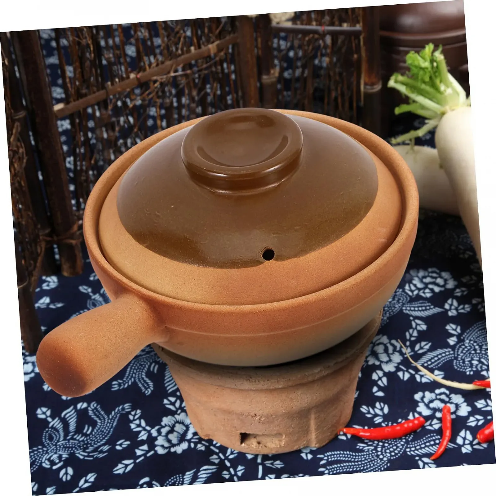 Кастрюля керамическая Luxshiny с крышкой для индукционных плит переносная для риса и тушения, фото №5