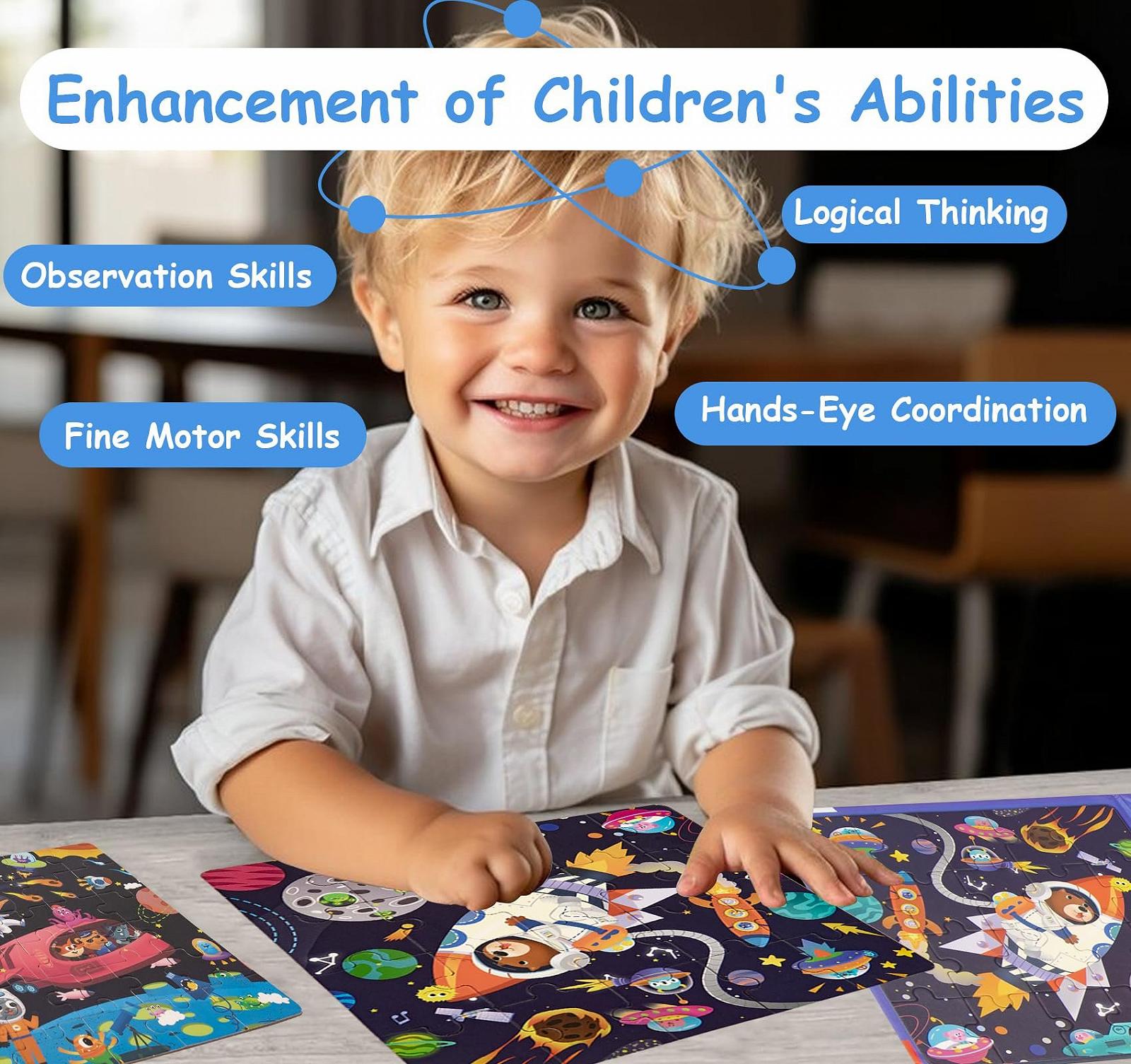 Магнітний пазл Homewit Космос 3-в-1 75 елементів 20-25-30 деталей, фото №7