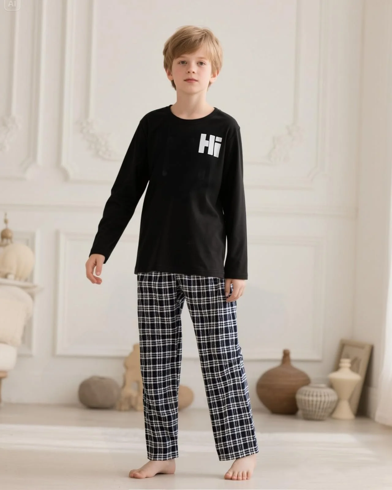 Піжама Xumplo для хлопчиків з довгими рукавами, картата, фото №2