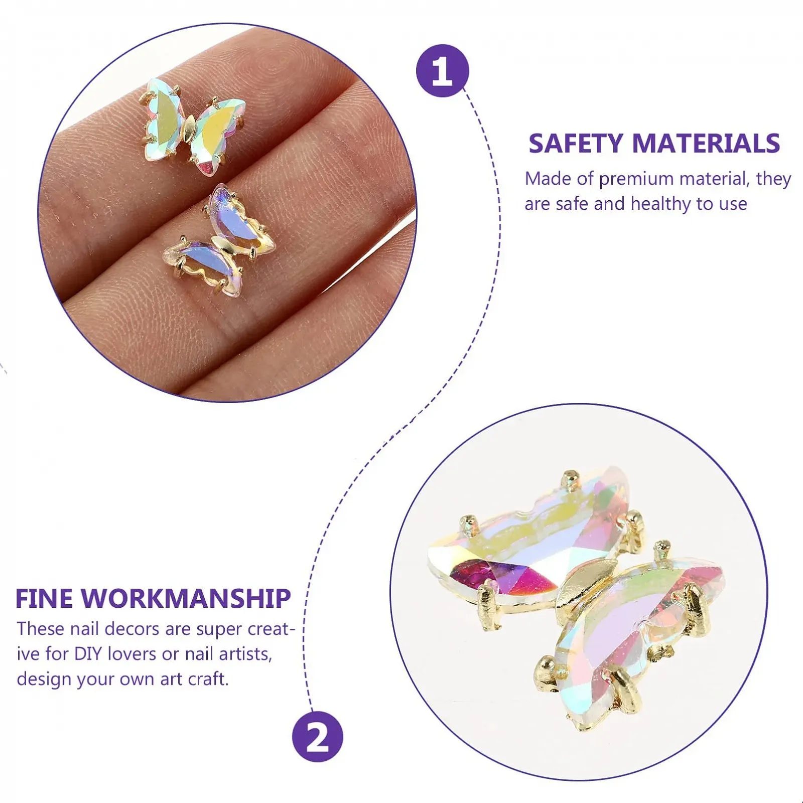 Украшения для ногтей Бабочки 3D Mobestech Мини Бабочки Блестки Декор для ногтей Ювелирные изделия Наклейки для ногтей Украшения для ногтей Наклейки для ногтей для женщин Девушек, фото №3
