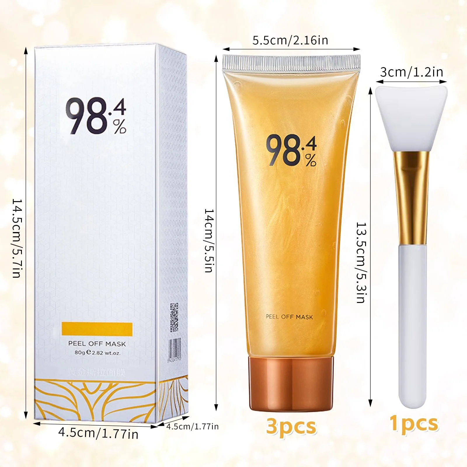 Маска плівкова для обличчя Золота фольга, 3 шт, 80 г, фото №2