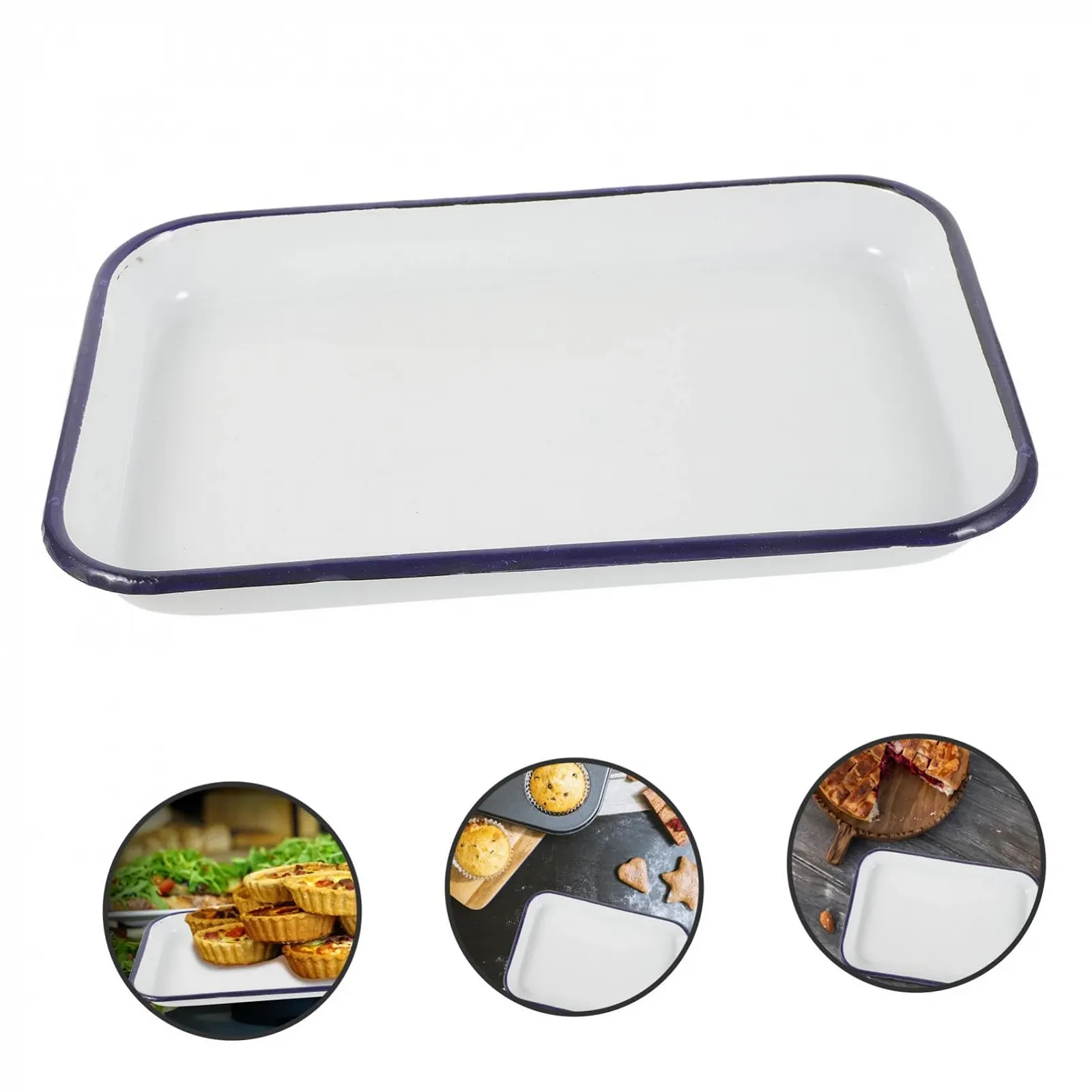 Противень для выпекания прямоугольный, эмалированный, устойчивый к царапинам, с антипригарным покрытием, фото №3