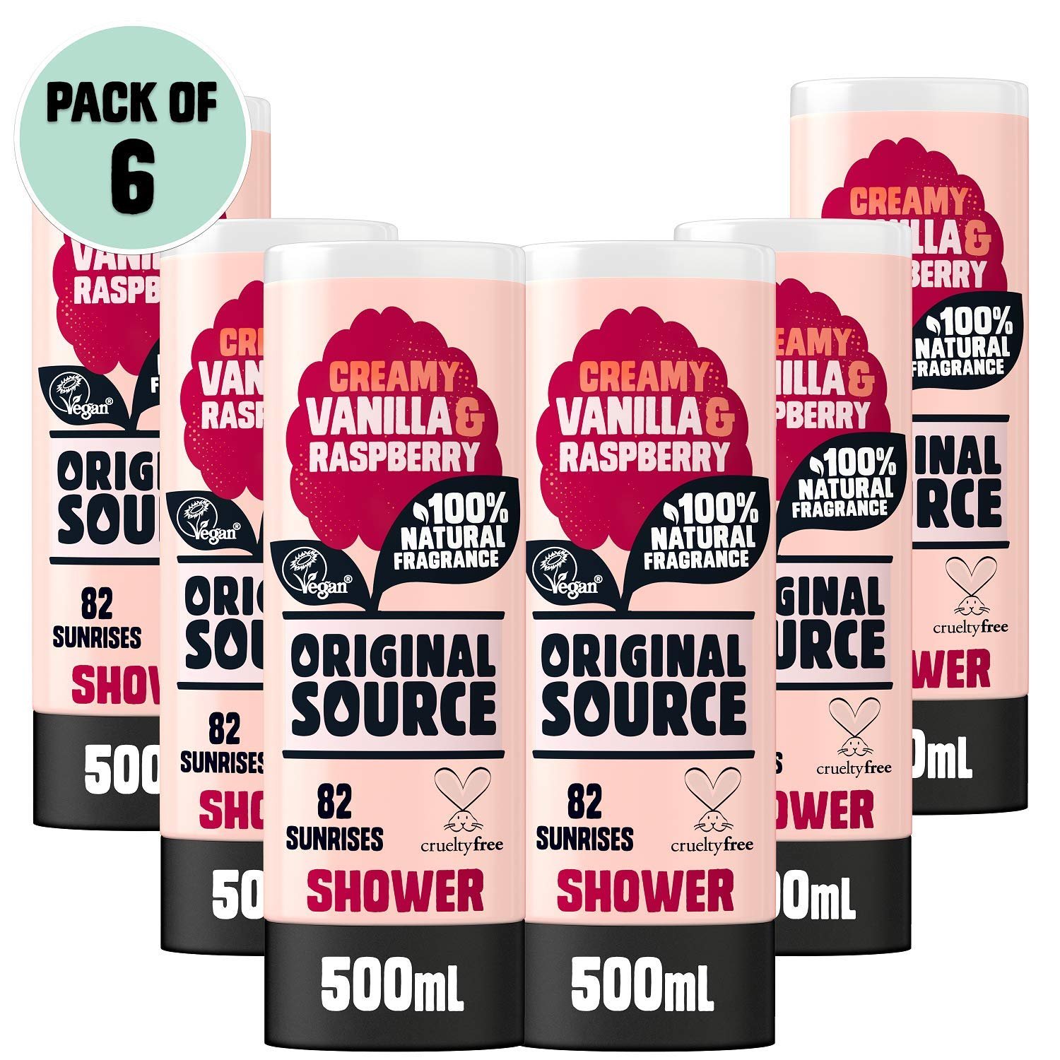Гель для душа Original Source Ваниль и малина натуральный 6 x 500 мл, фото №1