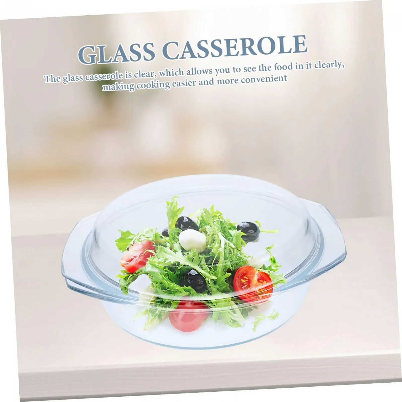 Скляна форма для запікання Gatuida з кришкою кругла прозора для мікрохвильової печі та духовки, фото №3