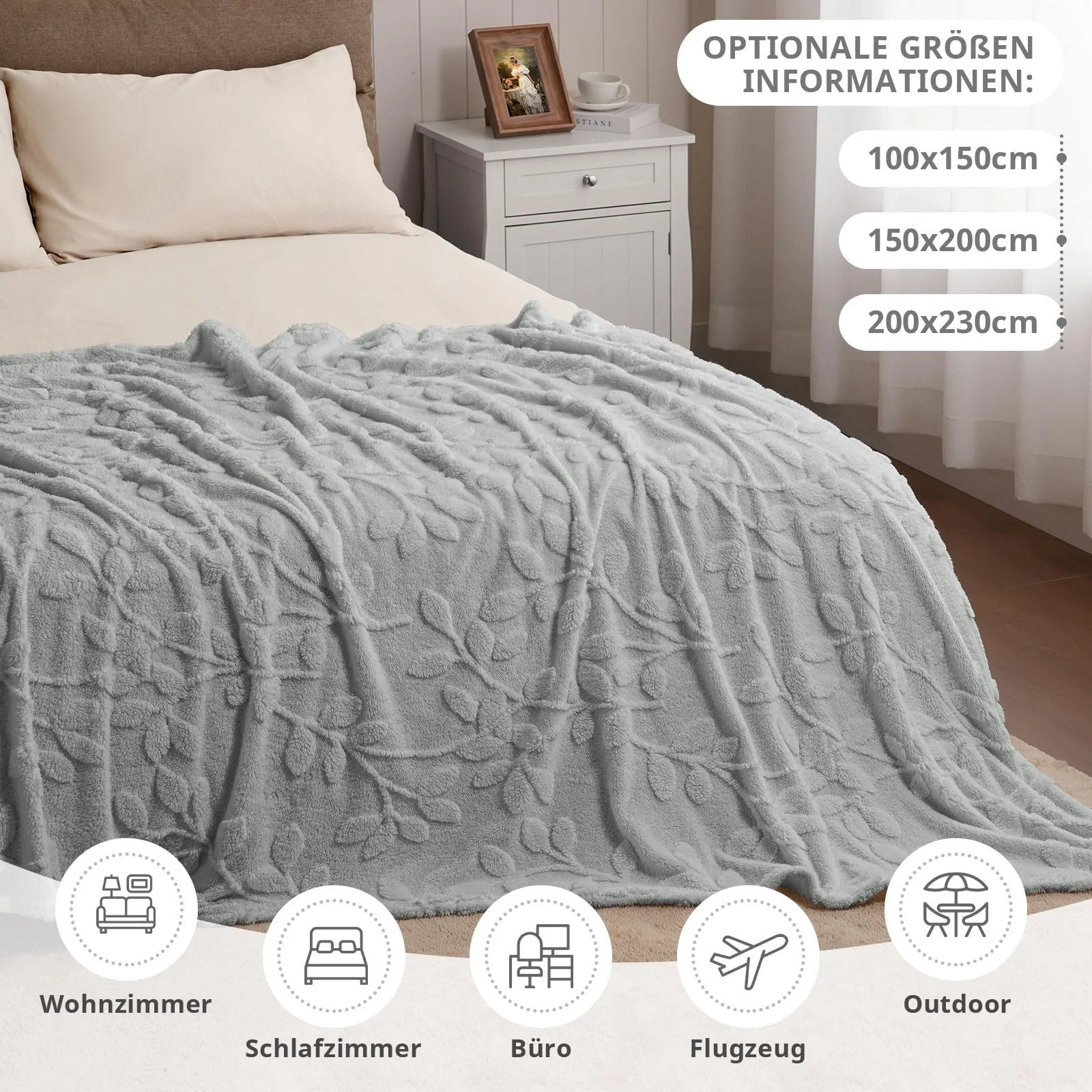 Плед Cuddly Fluffy для 4 сезонів Lucky Tree Pattern, флісовий плед для ліжка та дивана, фото №4