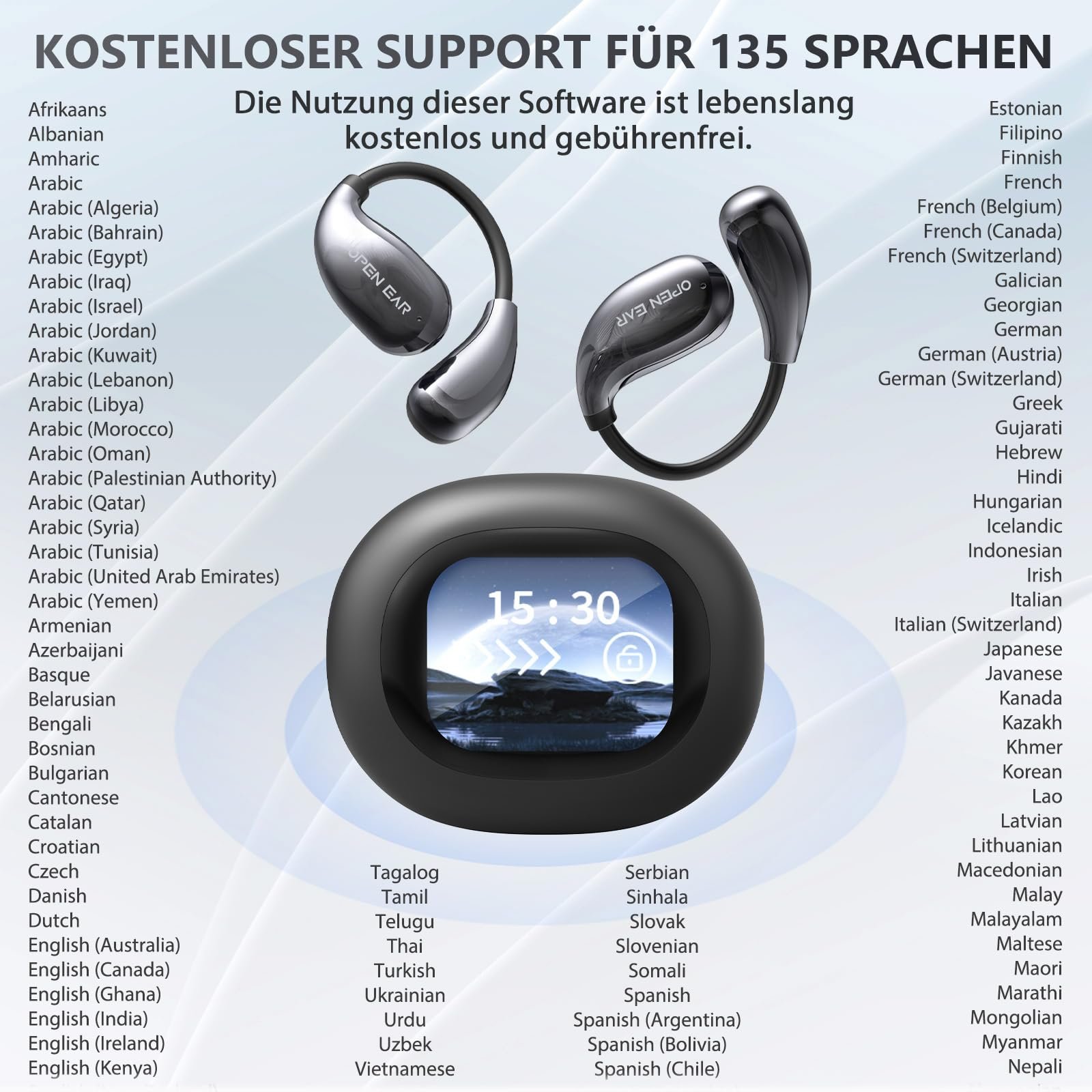 Навушники-перекладачі Ki, 3-в-1, з перекладом у реальному часі, 135 мов, з додатком, 50 годин, фото №2