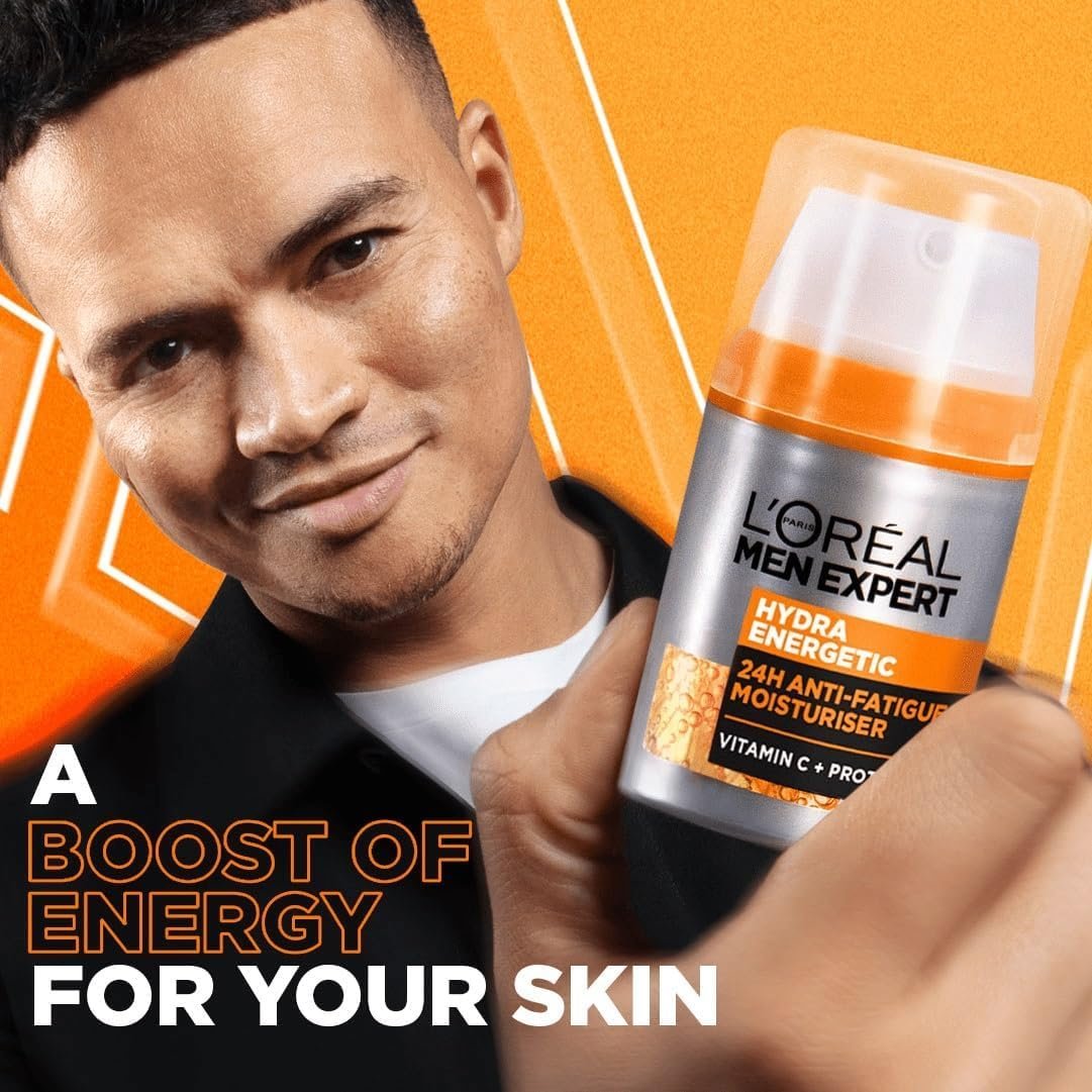Крем для обличчя L'Oréal Men Expert Hydra Energy XXL підбадьорливий зволожувальний 24H Anti-Fatigue з вітаміном C 100 мл, фото №9 Крем для обличчя L'Oréal Men Expert Hydra Energy XXL підбадьорливий зволожувальний 24H Anti-Fatigue з вітаміном C 100 мл, фото №9