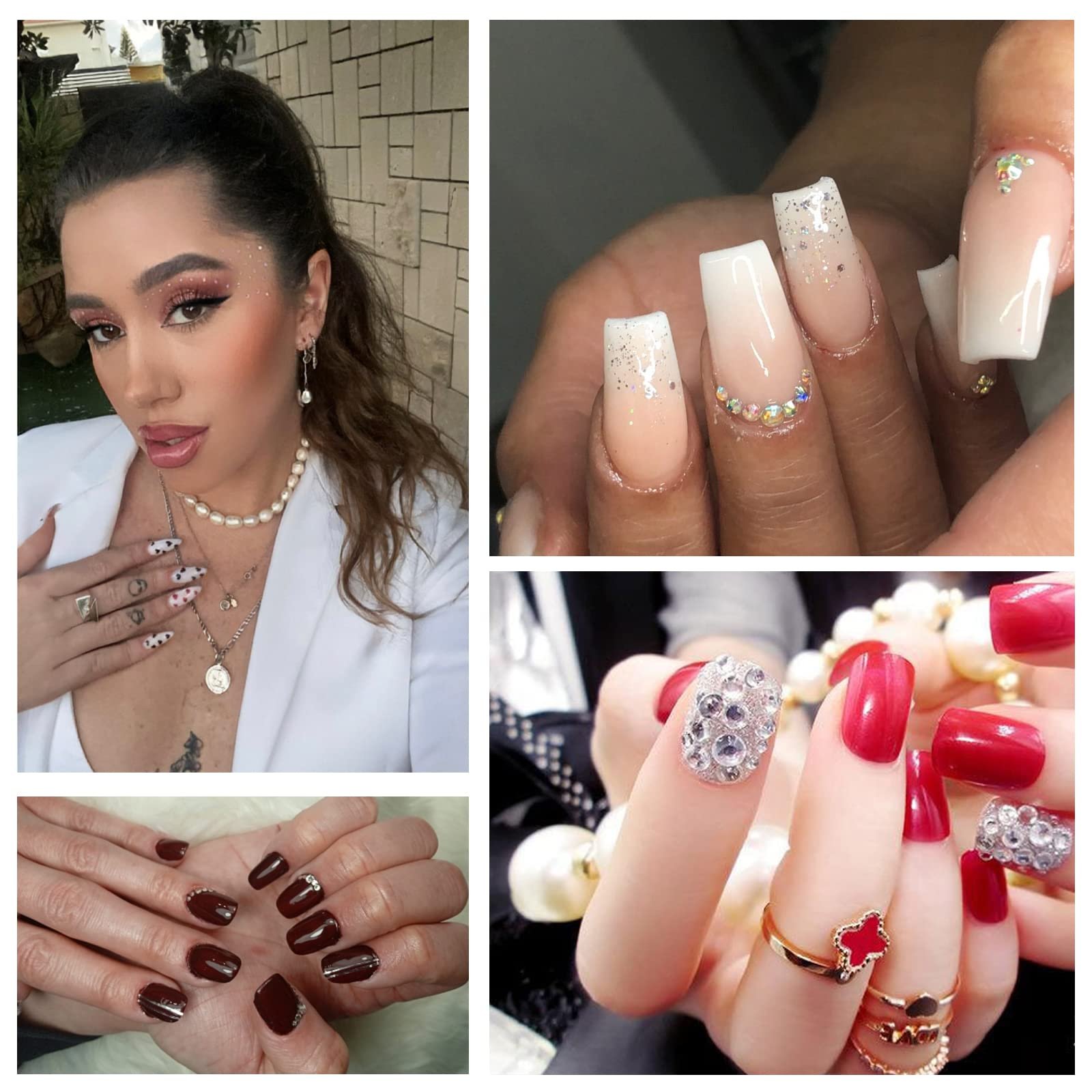 Стразы для ногтей Crystal Gems Flat Back SS4 6 8 10 12 16 Round Glitter Diamonds 3D, фото №2