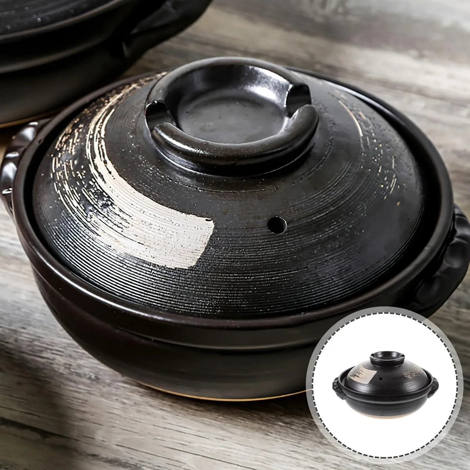 Каструля керамічна з двома ручками антипригарна стійка до подряпин для плити та дому, фото №2