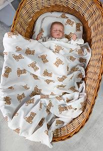 Муслиновый комплект в коляску, люльку: плед, простынь и подушка Тедди - Фото 1