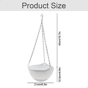 Подвесное кашпо пластиковое с цепочкой и крючком для балкона и сада synthetic.ua - Фото 1