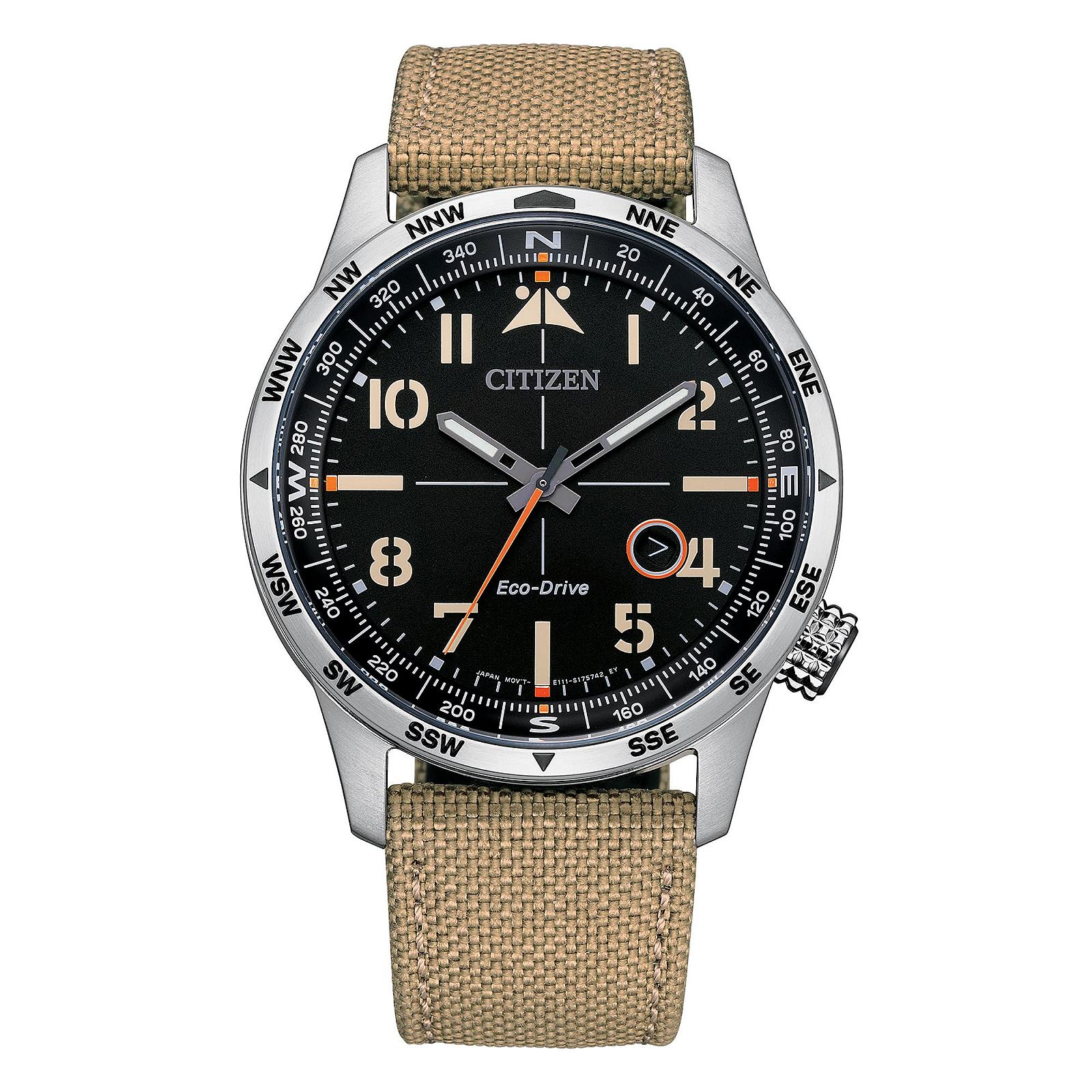 Часы Citizen Unisex BM7550-10E Аналоговые С кожаным ремешком Серебряный, фото №1