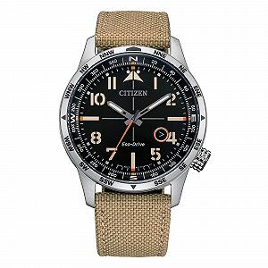 Часы Citizen Unisex BM7550-10E Аналоговые С кожаным ремешком Серебряный - Фото 1