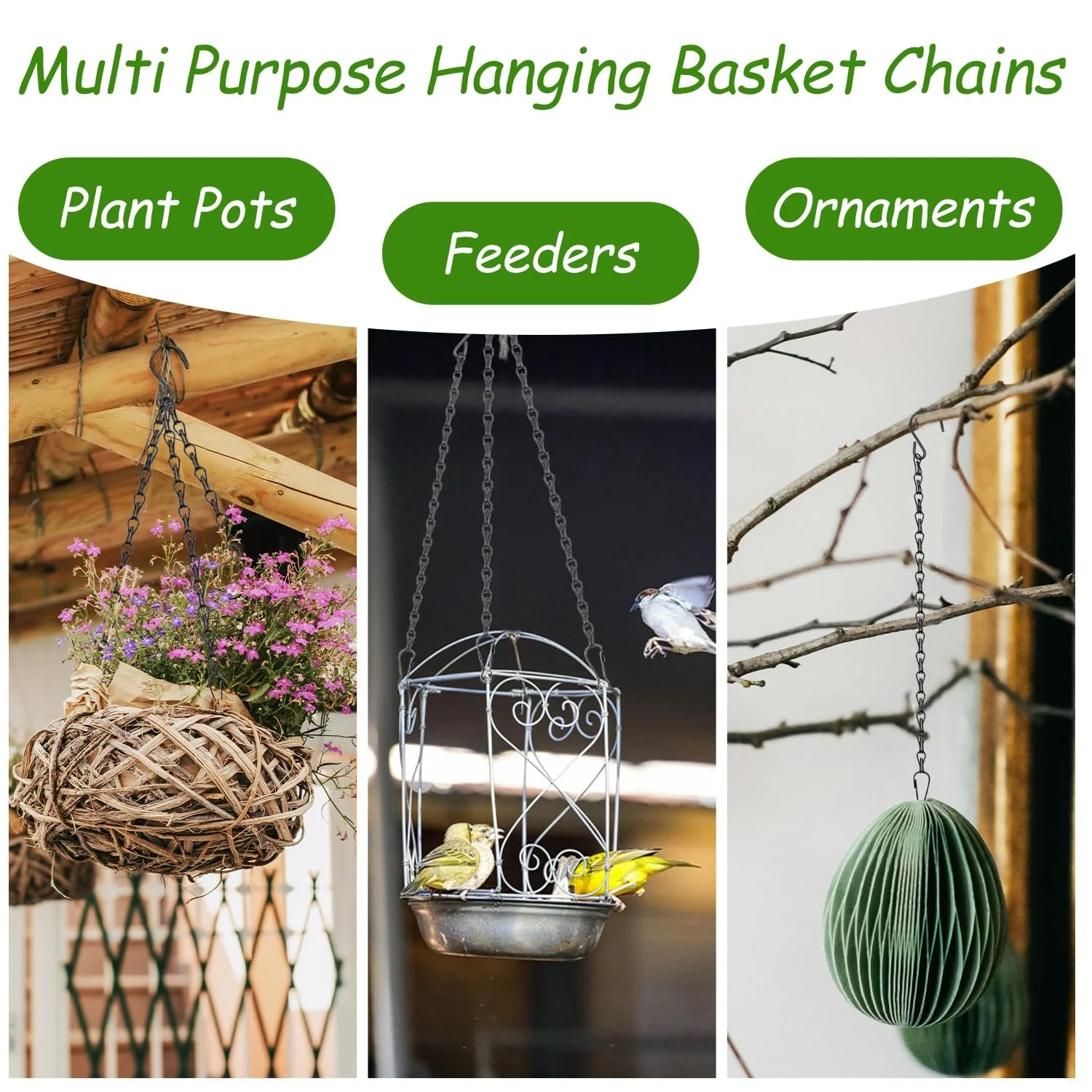 Ланцюжки для підвісних кошиків, 4 шт., 25 см, чорні, фото №8 Ланцюжки для підвісних кошиків, 4 шт., 25 см, чорні, фото №8