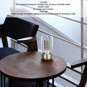 Бездротова настільна лампа світлодіодна акумуляторна сенсорна 3 кольори Срібляста synthetic.ua - Фото 1