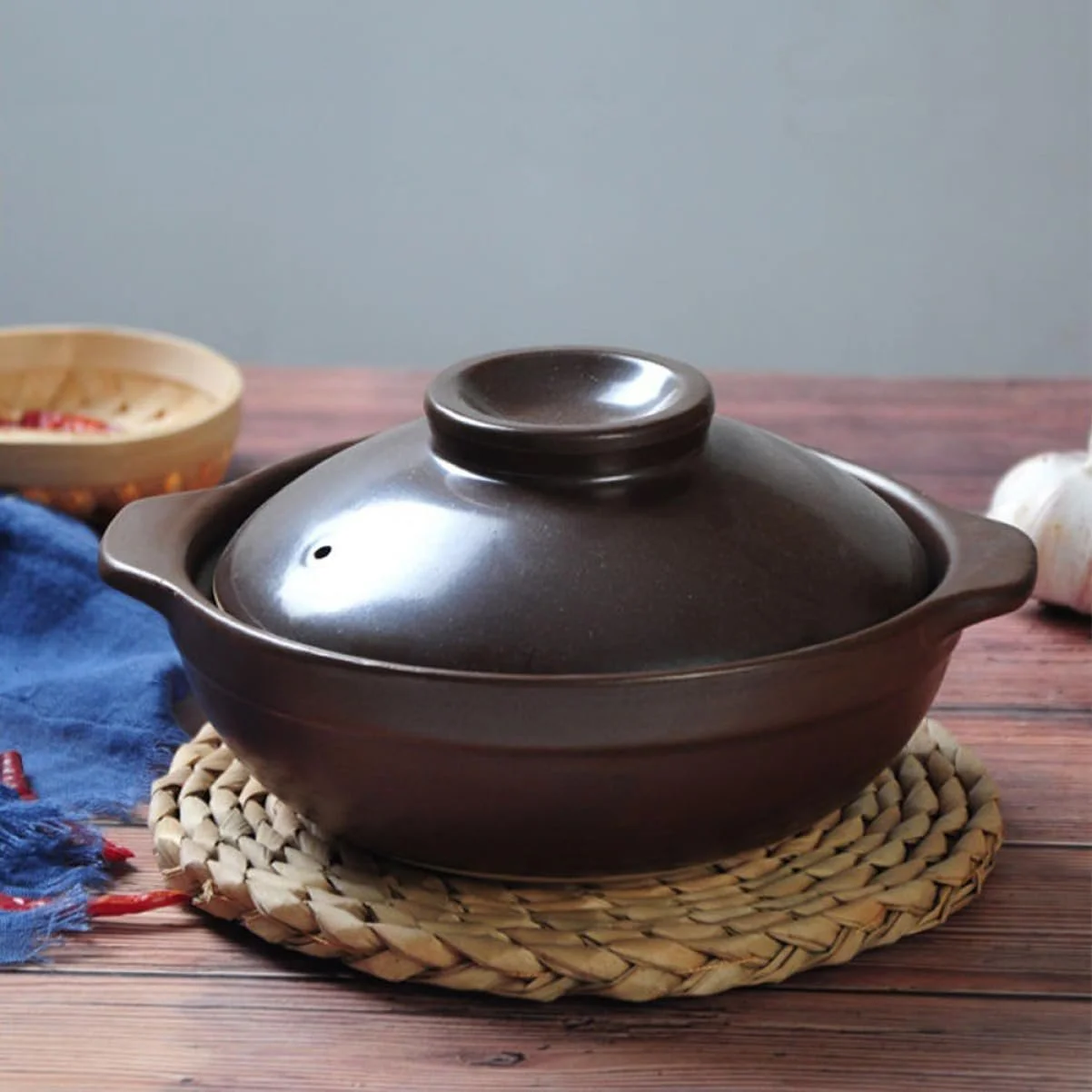 Керамическая кастрюля для супа VALICLUD с боковыми ручками термостойкая, фото №5