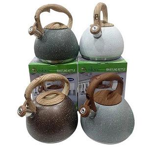 Чайник из нержавеющей стали с гранитным покрытием со свистком 2,7л UNIQUE UN-5306 Темно-серый гранит - Фото 1