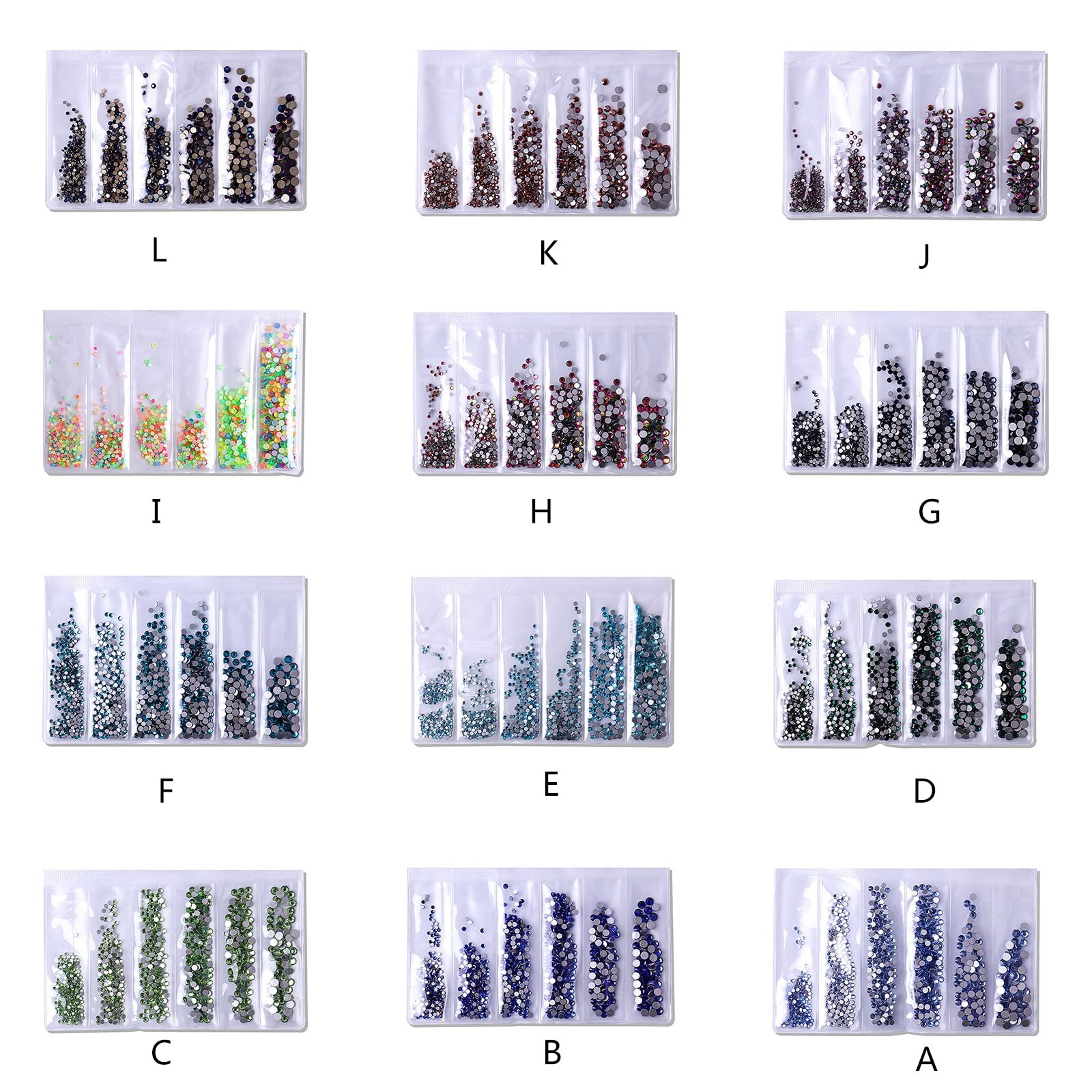 Стразы Klare, кристаллы для ногтей, смешанные, плоская задняя часть, стразы для художественных изделий, фото №2