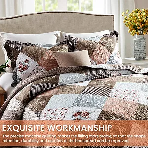 Покрывало стеганое Qucover Пэчворк 240 x 260 см, Покрывало на кровать 250 x 270 см Для двуспальной кровати, Зимний комплект, полиэстер, 2 наволочки 50 x 90 см, двухстороннее synthetic.ua - Фото 1