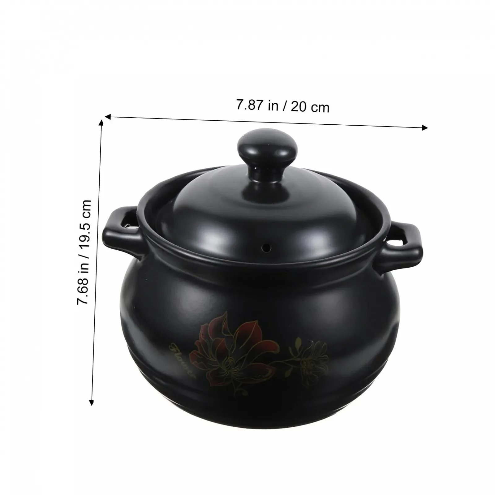 Кастрюля керамическая жаропрочная для супов и тушения с ручкой Черный, фото №4