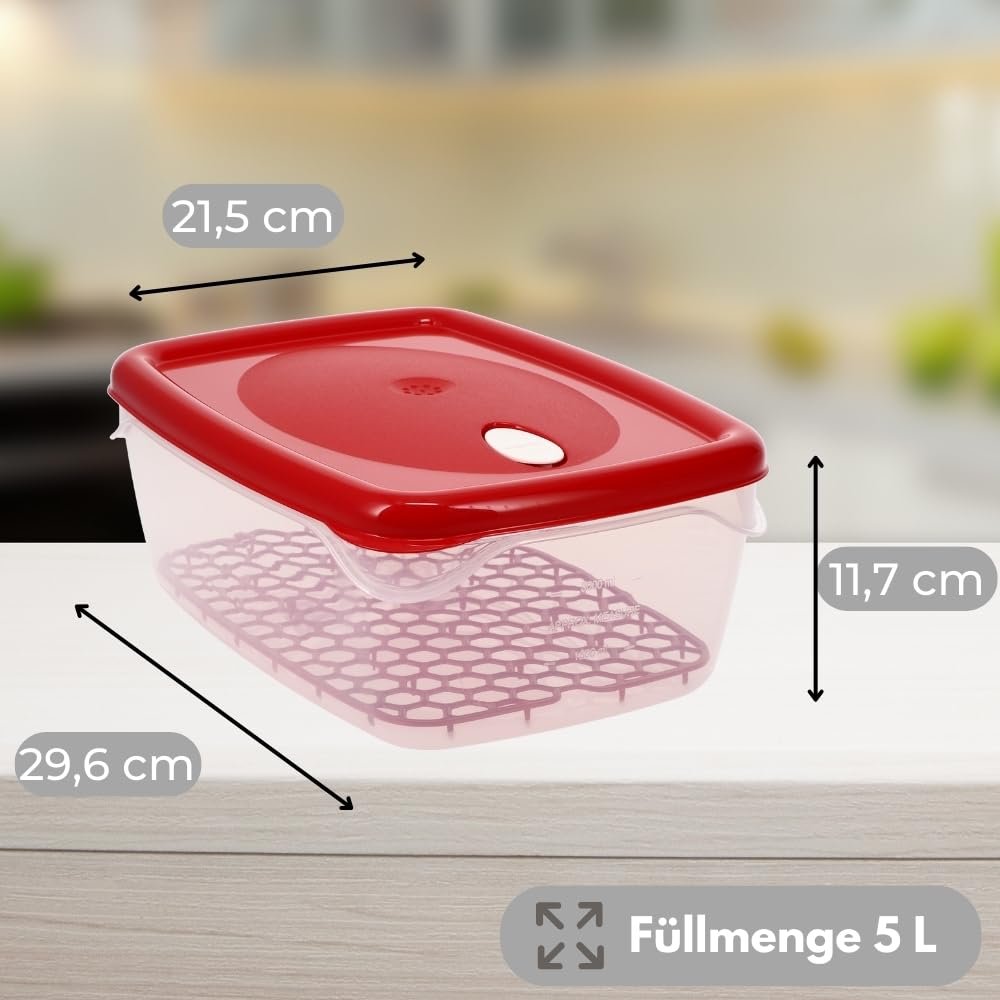 Контейнери для зберігання їжі GarPet Набір 2 шт. 5 л з дренажною решіткою та паровим клапаном, фото №2
