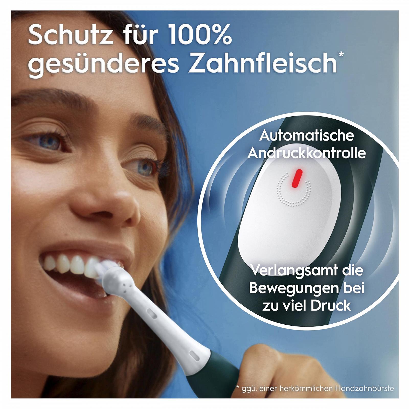 Електрична зубна щітка Oral-B iO Series 2, 1 насадка, 3 режими чищення, дорожній футляр, підставка для насадок, Forest Green, фото №4