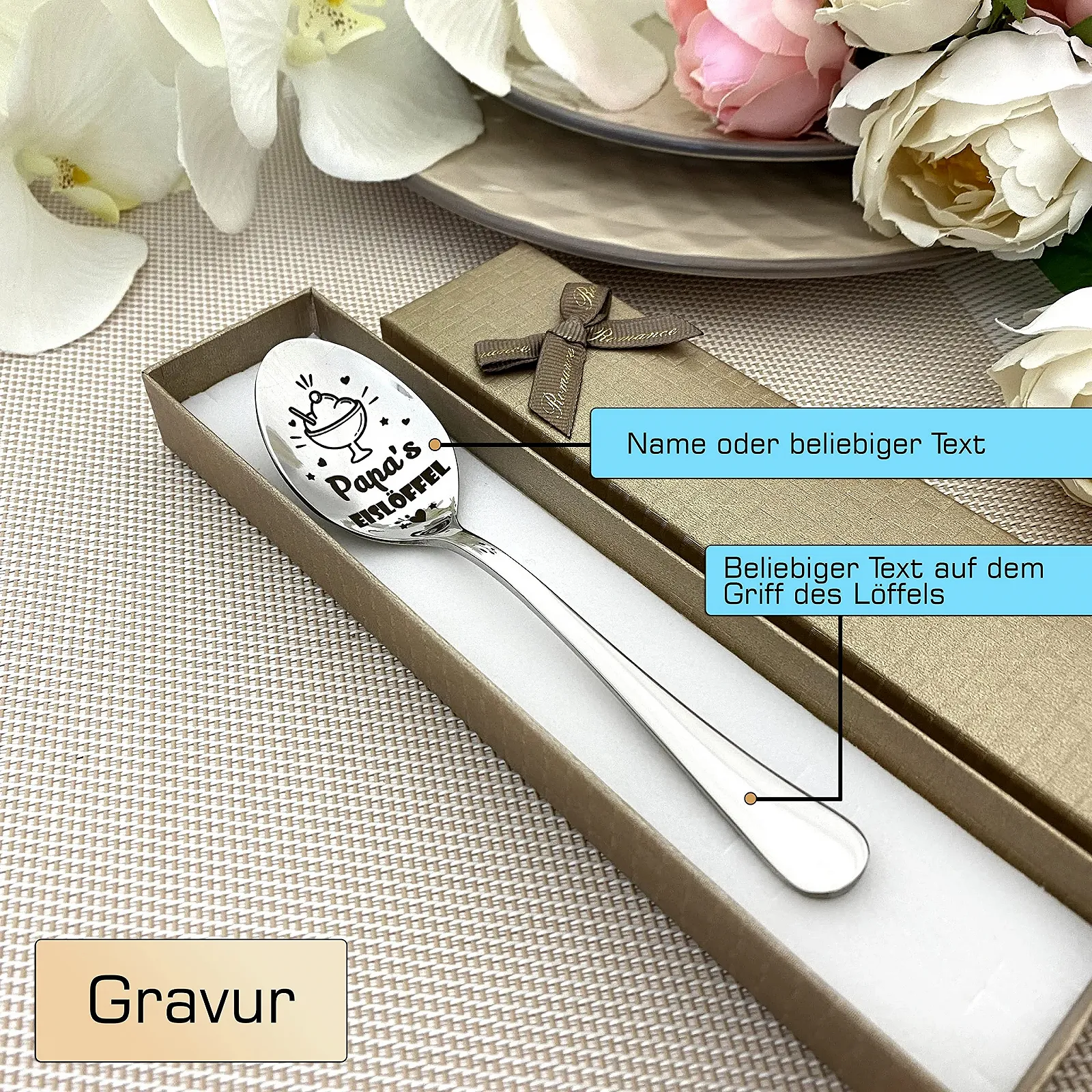 Ложка для морозива Papa, подарунок для тата, персоналізована гравірована десертна, фото №4